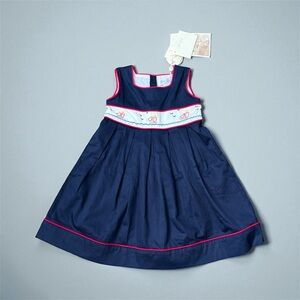 Rachel Riley Smocked Navy Dress with Bloomers